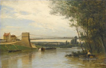  Auvers Painting - BRIDGE OF AUVERS SUR OISE Alexey Bogolyubov river landscape